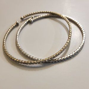 Gold and silver colored, shimmery bracelets